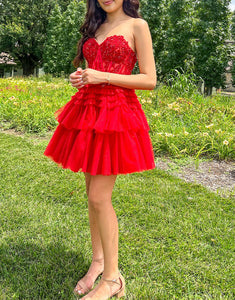 Sweetheart Red A Line Corset Homecoming Dress
