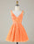 Orange Sparkly A Line Glitter Homecoming Dress with Sequins