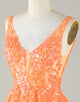 Orange Sparkly A Line Glitter Homecoming Dress with Sequins