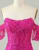 Hot Pink Off the Shoulder Bodycon Appliques Homecoming Dress