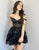 Sparkly Black Corset Tiered Lace A-Line Short Homecoming Dress