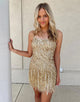 Sparkly Spaghetti Straps Sequins Tight Party Dress With Tassel