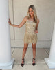 Sparkly Spaghetti Straps Sequins Tight Party Dress With Tassel