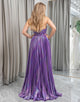 Dark Purple A Line Long Prom Dress With Slit