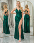 Dark Green Mermaid Spaghetti Straps Long Prom Dress With Slit