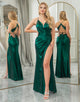 Dark Green Mermaid Spaghetti Straps Long Prom Dress With Slit
