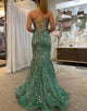 Glitter Green Mermaid Long Prom Dress With Slit