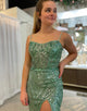 Glitter Green Mermaid Long Prom Dress With Slit