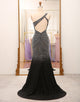 Sparkly Black Mermaid One Shoulder Corset Prom Dress