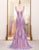 Sparkly Purple Mermaid V-Neck Long Prom Dress With Sequins