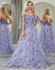 Lavender A Line Tulle Convertible Long Prom Dress