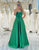 Dark Green A Line Off The Shoulder Sweetheart Mirror Long Prom Dress