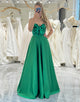 Dark Green A Line Off The Shoulder Sweetheart Mirror Long Prom Dress