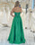 Dark Green A Line Off The Shoulder Sweetheart Mirror Long Prom Dress