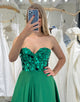 Dark Green A Line Off The Shoulder Sweetheart Mirror Long Prom Dress