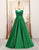 Dark Green A Line Sweetheart Mirror Long Prom Dress