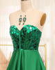 Dark Green A Line Sweetheart Mirror Long Prom Dress