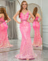 Sparkly Fuchsia Mermaid Backless Long Prom Dress