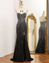 Glitter Black Mermaid Off The Shoulder Long Prom Dress With Slit