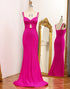 Sparkly Mermaid Hot Pink Prom Dress with Hollow-out