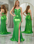 Glitter Green Mermaid Long Prom Dress With Slit