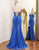 Mermaid Strapless Royal Blue Corset Prom Dress with Beading