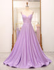 Sparkly Lilac A-Line Corset Prom Dresses with Rhinestones