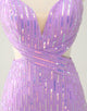 Glitter Purple Tight Sequined V Neck Short Homecoming Dress