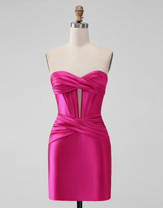 Bodycon Sweetheart Satin Corset Short Homecoming Dress