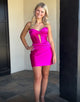 Stylish Fuchsia Bodycon Sweetheart Satin Corset Short Homecoming Dress