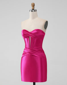 Bodycon Sweetheart Satin Corset Short Homecoming Dress