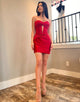 Stylish Fuchsia Bodycon Sweetheart Satin Corset Short Homecoming Dress