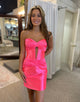 Stylish Fuchsia Bodycon Sweetheart Satin Corset Short Homecoming Dress