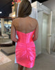 Stylish Fuchsia Bodycon Sweetheart Satin Corset Short Homecoming Dress