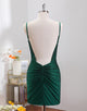 Dark Green Bodycon Spagehtti Straps Backless Homecoming Dress with Beading