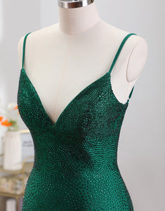 Dark Green Bodycon Spagehtti Straps Backless Homecoming Dress with Beading