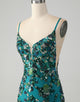 Sparkly Dark Green Beaded Sequins Bodycon Homecoming Dress with Lace-up Back