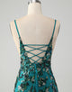 Sparkly Dark Green Beaded Sequins Bodycon Homecoming Dress with Lace-up Back