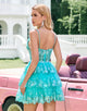 Cute Sparkly A-Line Green Spaghetti Straps Tiered Homecoming Dress with Sequins