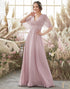 Blush Batwing Sleeves Chiffon Bridesmaid Dress