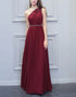 One Shoulder Long Chiffon Bridesmaid Dress With Beading