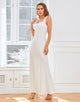 White Straps Mermaid Bridal Party Dress with Lace