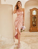 Rose Pink One Shoulder Asymmetrical Bridesmaid Dress