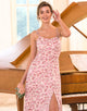 Pink Floral Print Bridesmaid Dress