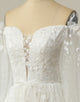 Luxurious A Line Off the Shoulder White Wedding Dress with Appliques