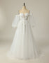 A Line Off the Shoulder Ivory Bridal Dress with Long Sleeves