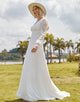 Elegant V-Neck Back Hollow Wedding Dress 2025 with Lace Long Sleeve