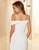 Sheath Spaghetti Straps White Long Bridesmaid Dress