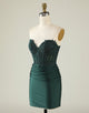 Dark Green Sweetheart Sheath Homecoming Dress With Appliques