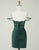 Off the Shoulder Sheath Dark Green Short Homecoming Dress with Appliques